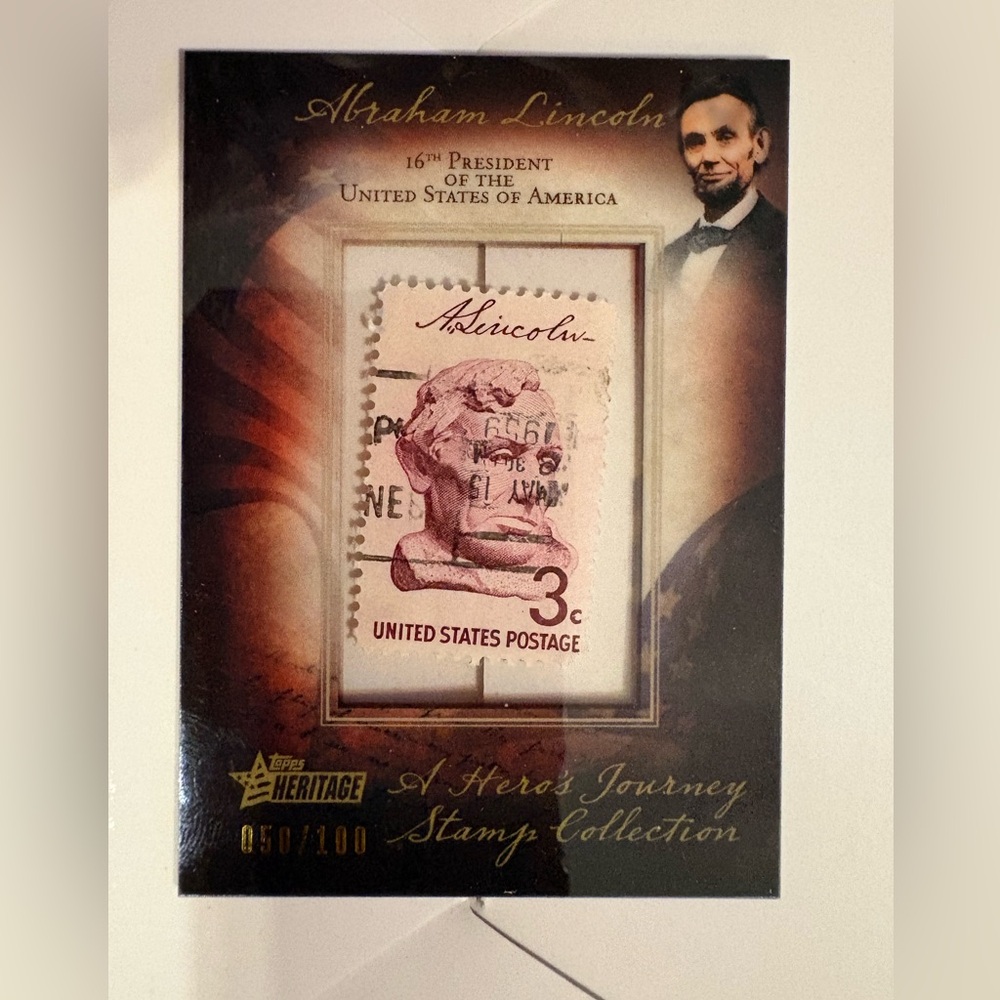 2009 Topps Heritage Abraham Lincoln Stamp 50/100 RARE MINT